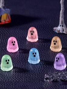 12 piezas/6 piezas Decoraciones mini de resina de fantasmas que brillan en la oscuridad, accesorios de decoración DIY, ornamentos de micro paisaje mini, adecuados para decoración de fiestas, decoración de Halloween, regalos festivos, decoración del hogar