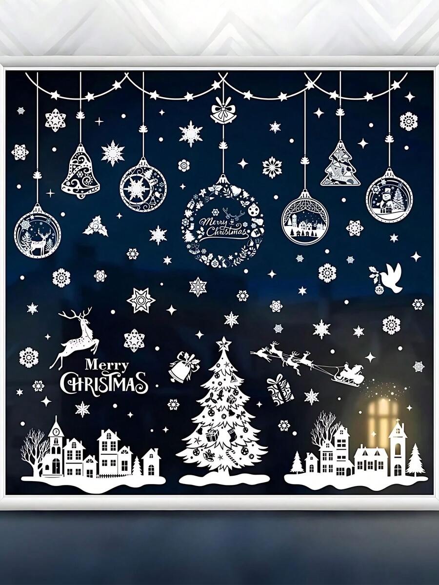 243 chiếc/ 9 tờ miếng dán cửa sổ Giáng sinh, miếng dán cửa sổ Giáng sinh tĩnh hình bông tuyết bằng nhựa PVC, miếng dán tĩnh trang trí cho cửa ra vào, cửa sổ cửa hàng, mặt kính, đồ trang trí Giáng sinh cho tiệc Giáng sinh đông lạnh mùa đông, miếng dán tuần lộc ông già Noel cho đồ dùng tiệc lễ, đồ trang trí Giáng sinh tại nhà, Giáng sinh>Trang trí - Nhiều màu - Xem 1