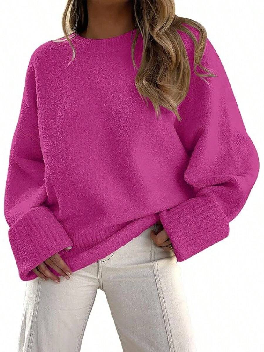 Women's Oversized Sweaters Fuzzy Chunky Warm Pullover Sweater/Vacation Outfits Women/Valentine Outfits For Women - 玫紅色 - 查看 1