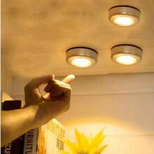 5pcs Wireless LED Round Push Lights, Battery Rechargeable, Adhesive Back, Portable & Easy Installation, Suitable For Hallway, Bathroom, Bedroom, Kitchen, Cabinet, Stairs Home Decor