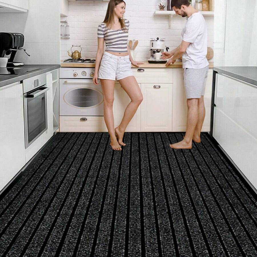 Heavy Duty Rubber Barrier Mat Small Large Door Mat Hallway Runner Kitchen Rugs Heavy Duty Entryway Door Mat, Indoor Outdoor Rubber Welcome Doormat, Luxury Hallway Entrance Rug Carpet, Elastic Anti-Slip Floor Mat, Dirt Trapping Scraper Mats For Home Or Commercial Use - Grey - View 1