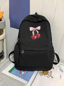 Stylish Simple Y2k Classic Backpack Cherry Pattern School Bag For Graduates, Teen Girls, Freshman, Sophomore, College Junior And High School Students, Perfect For Outdoor, Travel And Back To School, School Backpack, Large Capacity Perfectly Matching With Backpack Accessories, Preppy Backpack For School Back To School Essentials, Bags For University, University Essentials