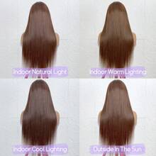 VIOLLY 200 密度 28 英寸直发手工编织真人发假发混合假发 - 混合真人发和合成发 | 透气、耐热、持久、可调节且舒适 | 13x6 大面积透明蕾丝前片，有黑色、巧克力色和高光蜂蜜金色可选