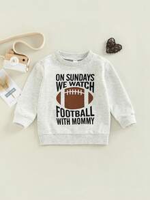 Toddler Baby Boy Girl Sweatshirt On Sundays We Watch Football With Daddy Mommy Shirt Fall Top Baby Football Outfit - 深灰色 - 查看 1