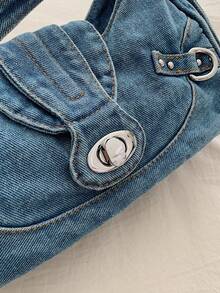 حقيبة هلال مزينة بالزوايا الحديثة Y2K، حقيبة كتف متعددة الاستخدامات للنساء مناسبة للجينز، محفظة حقيبة الكتف، مناسبة للتسوق والتنقل.