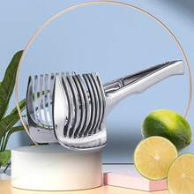 Aimall Tomato Slicer Lemon Cutter, Multipurpose Tools For Soft Skin Fruits And Vegetables, Home Made Food & Drinks Decoration - Silver - View 4