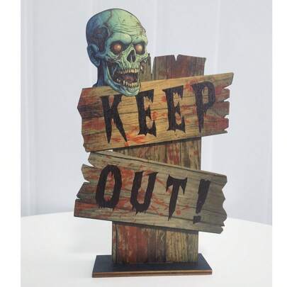 1pc Halloween Party Decor, Tabletop Horror Skeleton, Witch Hand, Dry Bone Figurine Decoration, Wooden Craft Halloween Themed Party Decor