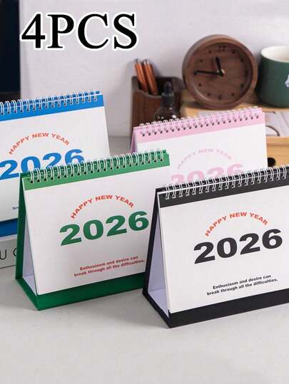 4pcs 2025-2026.12 Desktop Calendar, Cute Portable Calendar Planner, Cartoon Desktop Creative Notepad, Gift Calendar Desk Accessories For Planning And Organizing Daily Routine, Monthly Planner, Suitable For Office, School, Home, Travel, Restaurant, Bedroom, Gifts For Friends, Boyfriends/Girlfriends, Family