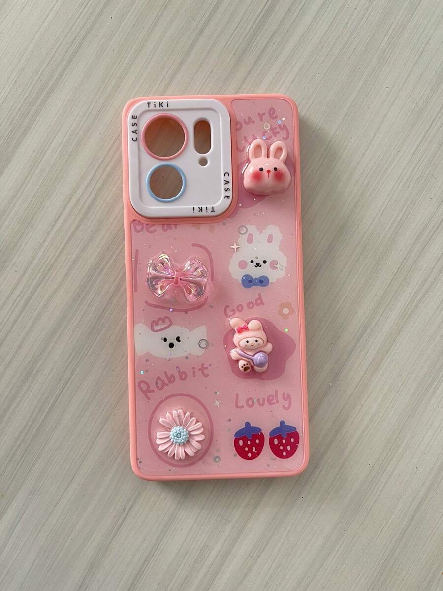 Funda Conejo 3d Contorno Color Pulsera - Rosa - Ver 1