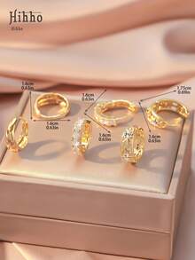 3 pares de aros geométricos vintage huecos y redondos con circonitas de cobre. Pendientes clásicos de una sola hilera con circonitas brillantes doradas. Pendientes decorativos para mujer. Regalo navideño. Juego de pendientes azul marino. - azul real - Ver 4