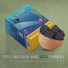 Premium Coconut Charcoal Flats For Long Lasting Burn - 120 Half Cubes (1.25MM) - Zero ASH & Low Odor
