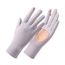 زوج من قفازات النساء الصيفية، قابلة للتنفس، مضادة للأشعة فوق البنفسجية، مضادة للانزلاق، راحة اليد قابلة للمس الشاشة، مناسبة للرياضات الخارجية والقيادة والدراجات