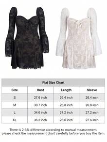 Women's Flare Sleeves Floral Lace Witchy Gothic A Line Y2K Dress Mesh Sheer Night Out Bodycon Mini Dress Retro Vintage Dress Halloween Party Costume - 白色 - 查看 5