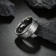 Fashionable Stainless Steel Slanting Matte Ring, Suitable For Men's Daily Outfits - Style 1 - View 9