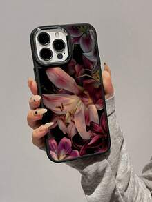 复古花卉图案硅胶手机壳，单件装，柔软硅胶材质，兼容苹果及其他手机，防水防震防摔防刮，春季礼物，生日礼物 - 彩色 - 查看 5