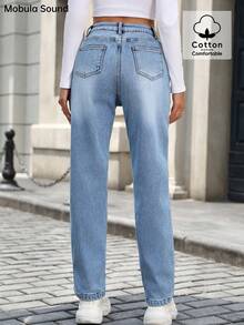 Quần Jeans Denim Co Giãn Lót Nhiệt Ấm Áp Thời Trang Dành Cho Nữ, Thích Hợp Cho Mùa Thu/Đông - Màu xanh lam - Xem 7