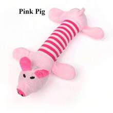 Plush Squeaky Dog Chew Toy - Durable, Soft, And Bite-Resistant Stuffed Animal In Pink & Gray/Blue Stripes - Ideal For All Aggressive Chewers, Small To Large Breeds, Dog Toys For Aggressive Chewers