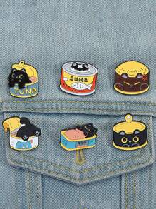 4入組創意咖啡主題徽章套裝，包括咖啡杯，貓，動物形狀的金屬徽章，適合男女日常佩戴 - 貓咪 - 查看 7