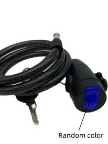 1pc Heavy-Duty Motorcycle And Bicycle Chain Lock Measuring Anti-Theft Metal Safety Lock With Key, Black Braided Cable, Manual Control, And Polished Finish, Suitable For Outdoor, Camping, Travel, Stylish Metallic Feel | Robust Metal Construction, Bicycle Lock.