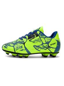 Camouflage Pattern Asymmetrical Color Asymmetrical Tongue Design Breathable Comfortable Outdoor Football/Soccer Shoes, Hiking Shoes, Cleats For Teenagers, Students, Campus Sports