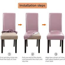 YISUN Dining Chair Covers, Solid Pu Leather Waterproof And Oilproof Stretch Dining Chair Protector Cover Slipcover (Deep Coffee, 6 Pack)