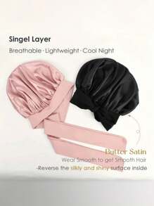 1pc Luxurious Satin & Silk Bonnet For Sleeping - Adjustable Comfort Fit With Tie Band - Unisex Night Hair Protection For Men & Women Home Bathroom Decor Spring Summer Autumn Winter Shower Towels For Beauty Salon, Hotel Sports,Home Essentials, Towel, Skin Care