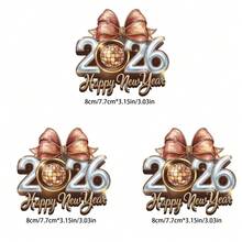 1/2/3 piezas Pegatinas vibrantes de Feliz Año Nuevo para fiestas - Parches de transferencia térmica, pegatinas de aplicación térmica personalizables DIY para camisetas, camisas, almohadas, sudaderas, vaqueros, mochilas y bolsas de lona
