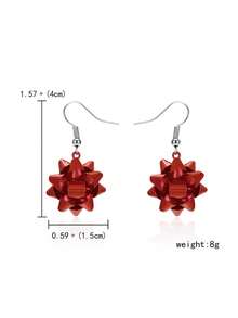 1 Pair Fashionable Personalized Red Metal Design Women Earrings, Christmas Accessories (No Card) - Red - View 5