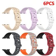 6 Pacotes de Pulseiras Esportivas de Silicone Compatíveis com Band 38mm 40mm 41mm 42mm 44mm 45mm 49mm 46mm, Pulseira de Silicone Macio Compatível com Séries 10 9 Ultra 8 7 6 5 4 3 2 1 SE Mulheres Homens