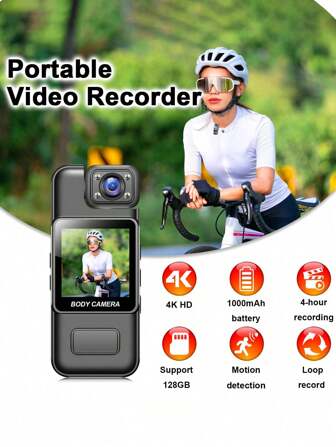 1080P Sport Body Camera With Audio,180° Rotating Lens, Night Vision, Mini Cam For Cycling, Hiking & Travel
