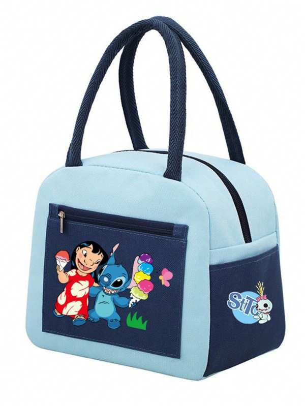 Disney Nowa torba lunchowa Disney Stitch w prostym stylu cieszy się popularnością wśród toreb bento w kontrastowych kolorach dla mężczyzn i kobiet. Urocza torba termiczna na lunch dla pracowników biurowych, pogrubiona, przenośna torba na posiłki o dużej pojemności, wodoodporna, modna, poręczna i uniwersalna, prezent dla studentki i kobiet na święta.