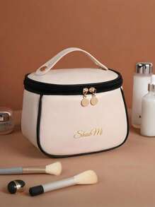 1PC Multi-Functional Travel Makeup Bag Waterproof Make Up Pouch Large-Capacity Cosmetic Storage Bag Portable Beach Bag Double-Layer PU Leather Cosmetic Bag Gift Bags Bathroom Toiletry Bag Ladies Travel Cosmetic Organizer Double-Layer PU Leather Material, Large-Capacity, Multi-Functional,