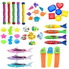 4pcs/5pcs Water Play Diving Toys Swimming Pool Treasure Hunt Diving Fish, Shark, Rocket, Water Ring, Jewel, Seaweed, Lightning Ring, Diamond Toy Set. Handpainted Colors May Have Slight Variations, Uneven Dyeing Is Normal. - Multicolor - View 4