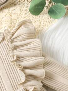 Conjunto de 2 peças de macacão para bebês meninas, macio, respirável, cor lisa, com babados e laço, fofo e charmoso