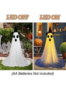 2 Confezioni di Decorazioni di Ognissanti per Esterni, Decorazioni di Ognissanti Carine per Interni, Decorazioni di Ognissanti Spaventose con Fantasmi e Cappelli da Strega, Decorazioni di Fantasmi Spaventosi con Luci LED per Portico, Giardino e Casa