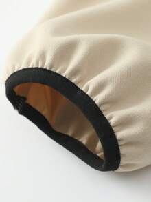 男士纯色学院风拉链连帽衫，左右上下拉链口袋，100% 涤纶，长袖带口袋，休闲日常穿着，宽松版型，无弹力针织面料，秋冬 - 杏色 - 查看 8