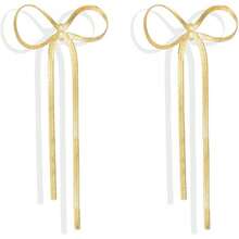 Bow Earrings For Women  Sparkly Rhinestone Chain Tassel Earrings Cute Ribbon Stud Earring Daily Party Jewerly Gifts Christmas Stocking Stuffers - D1:gold Bow Tassel Earrings - View 1