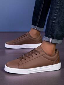 Men's Brown Casual Sneakers, Non-Slip Work Shoes, Comfortable Breathable Fashion High-End Shoes, New Spring/Summer Collection, Back To School