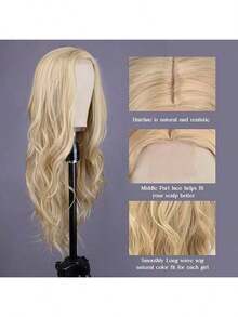 Women's Multi-Color Full Wig Natural Lace Style - 金色 - 查看 1