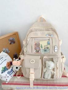 1 件韩国 Ins 多层背包带腰包休闲大容量背包学生背包游学背包 - 彩色 - 查看 8