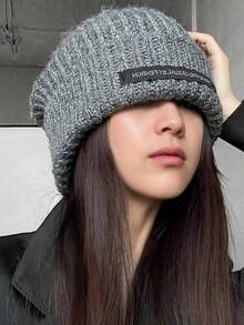 秋冬新款针织帽加厚保暖针织帽韩版百搭休闲防风护耳防寒帽时尚个性休闲涤纶字母刺绣毛线帽