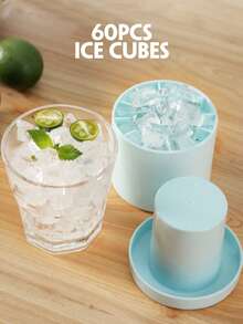 1pc, 60-Grid Cylindrical Silicone Ice Tray, Squeeze-Type Easy-To-Release Ice Cube Mold, Mini Ice Cup, Stackable Ice Tray - Multicolor - View 8