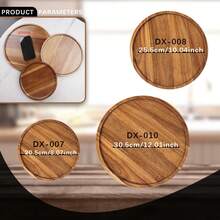 Wooden Plates 8/10/12 Inch Dinner Plates, Acacia Round Wood Plates, Unbreakable Classic Plates, Easy Cleaning & Lightweight For Dishes Snack, Dessert, Housewarming, Christmas Gift - 棕色 - 查看 9
