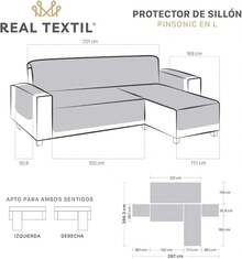 REAL TEXTIL Funda para Sofá en Forma de L Izquierdo y Derecho -Reversible- Cubre y Protege Tus sillones - Sofa Cover (Café) - Cafetería - Ver 4