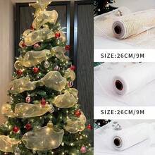 Christmas Tree Decorations Ribbons, Christmas Creative DIY Scene Decor PP Net Bow Hanging Accessories, Suitable For Christmas Tree Decoration, Gift Packaging, Flower Packaging