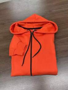 Women's Hooded Sweatshirt With Zipper Closure - Jeruk - View 2