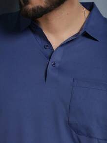 Summer Men's Ice Silk Pocket Polo Shirt Solid Color Elastic Fashion Casual