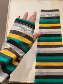 2/6件套混色条纹防晒冰袖女夏季防晒袖套宽松透气防护户外骑行钓鱼运动护臂多色可选清凉防晒装备