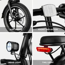 WIND HORSE UPDATE 16" Folding Electric Bike With 2 Seats, Foldable E Bike 20MPH Max Speed, 35 Miles Max Range (Pedal-Assist), Peak Power By 630W, 3 Speed Gear Adults Electric Bicycle With 288Wh Removable Battery