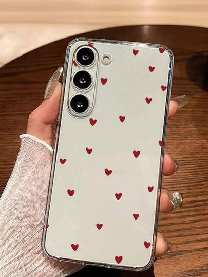 1pc Red Heart Shaped Soft Phone Case Compatible With IPhone, Compatible With Honor, Compatible With Redmi, Compatible With Galaxy A04e/12/A13/A14/A34/A50/A52/A53/A54/S21/S22/S23/S24/S25/S25Ultra, 6A/7A/8A, 12T/13T